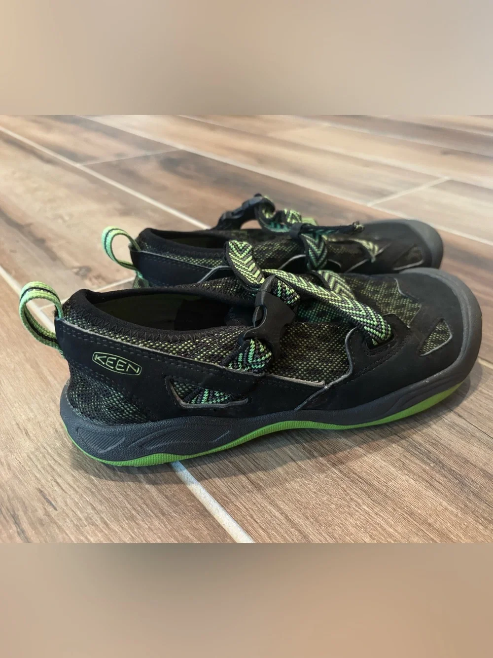Keen Youth Black and Green Water Shoes